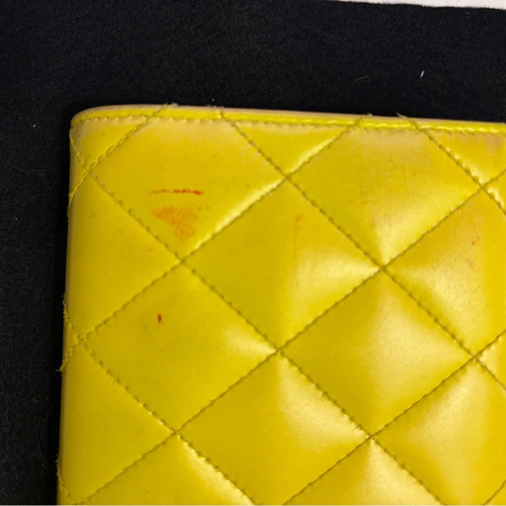 CHANEL Yellow Quilted Lambskin Continental Wallet with CC Turnlock